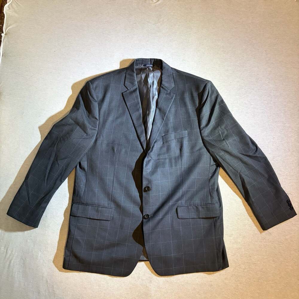 Ralph Ralph Lauren Men's Dark Gray Windowpane Natural Stretch Sport Coat Blazer